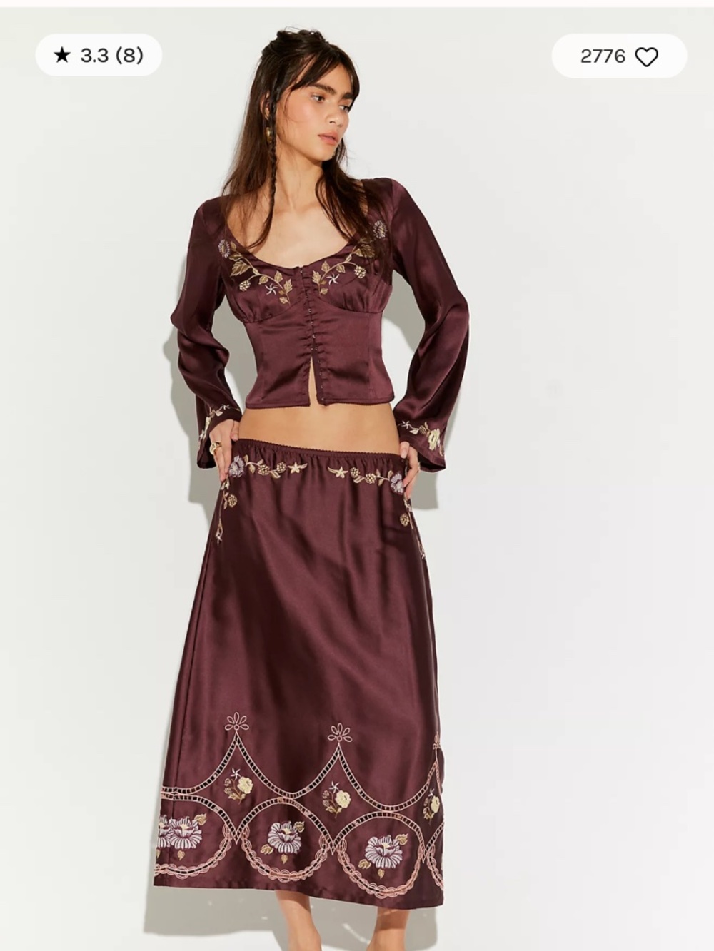 NWT Free People Autumn Bloom Midi Skirt Set